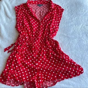 ModCloth red polka dot romper Sz XL (A501)